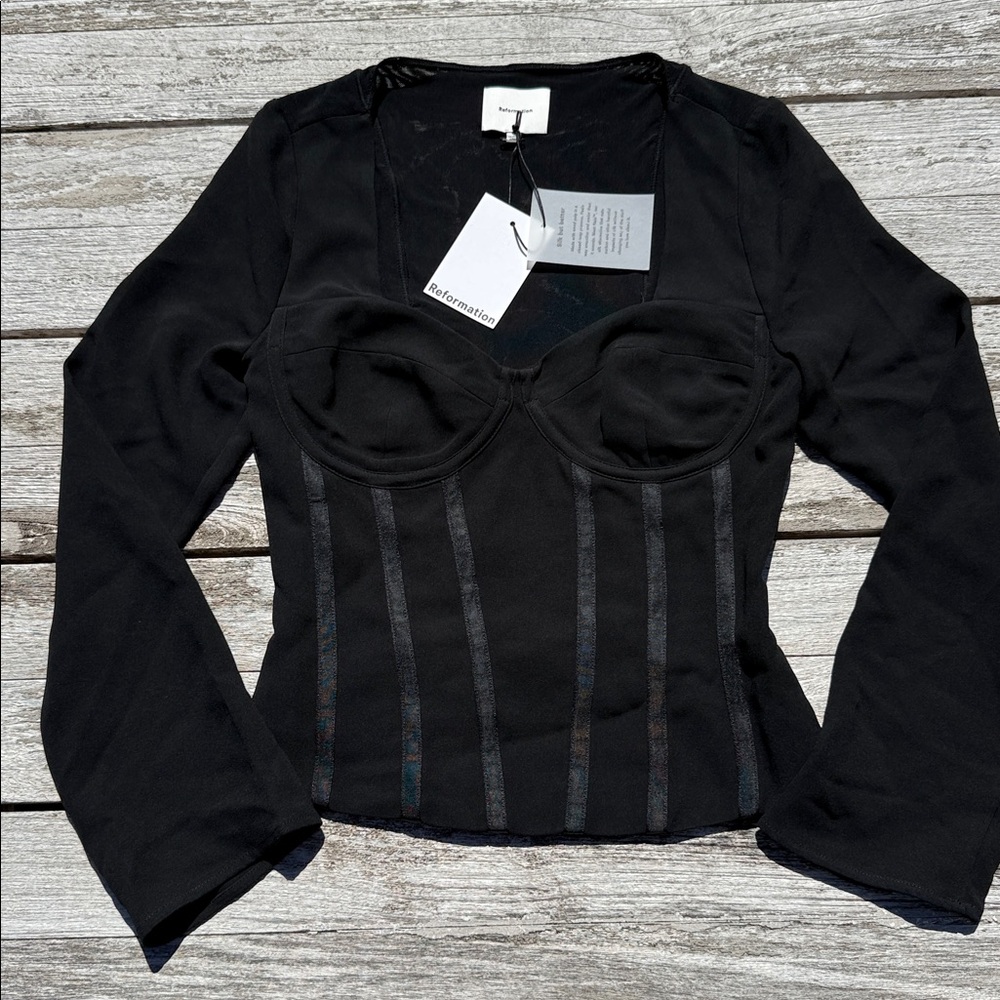 Reformation Amina Top Black Women's Size‎ 10 NWT 🖤✨